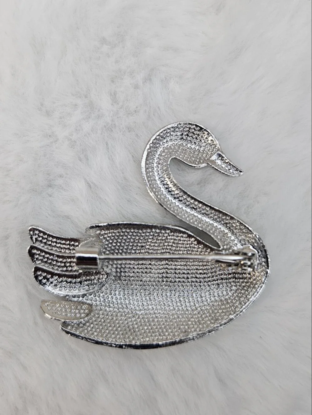 Elegant White and Black Swan Brooch